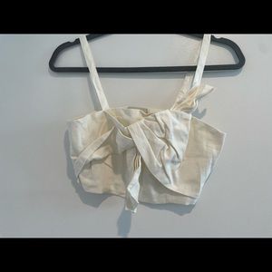 White bow tie sleeveless crop top